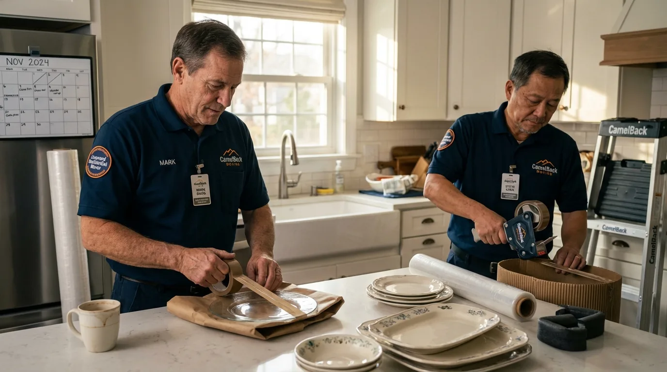 Professional crew packing kitchen dishware in Sandusky, MI